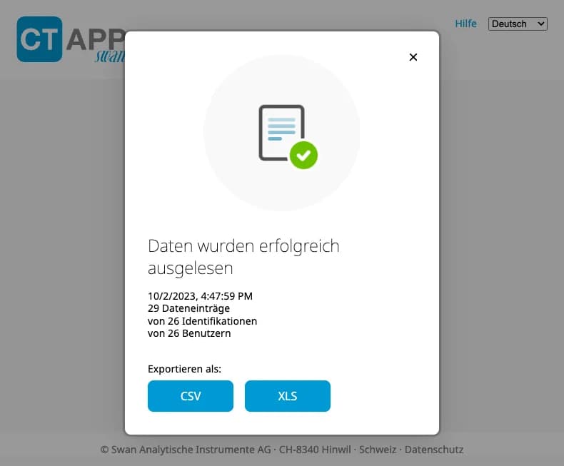 Export von Messdaten in der Chematest App