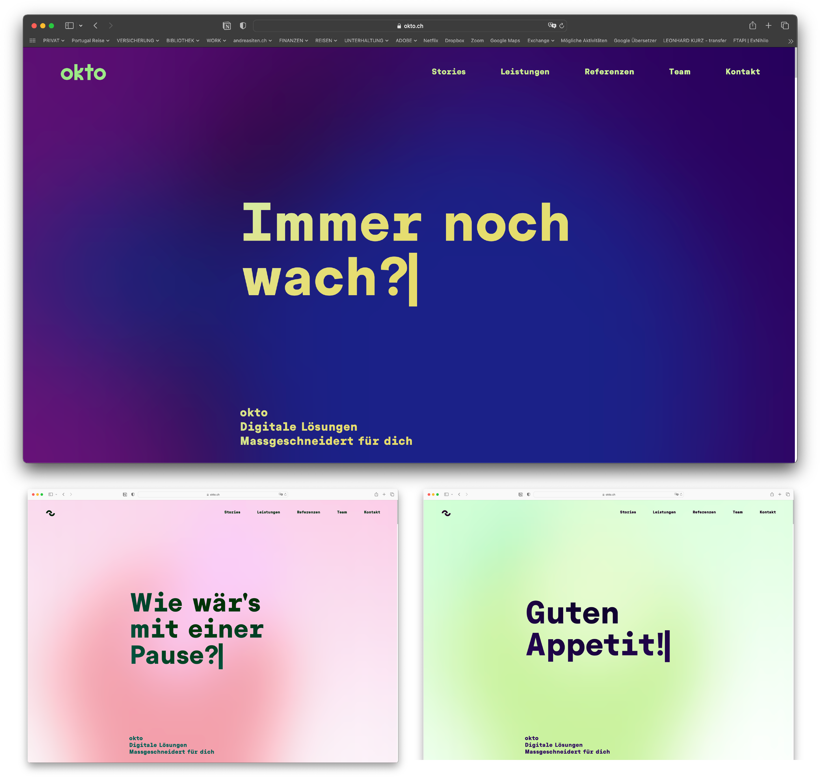 Entstehungsprozess der Startseite der okto Webseite