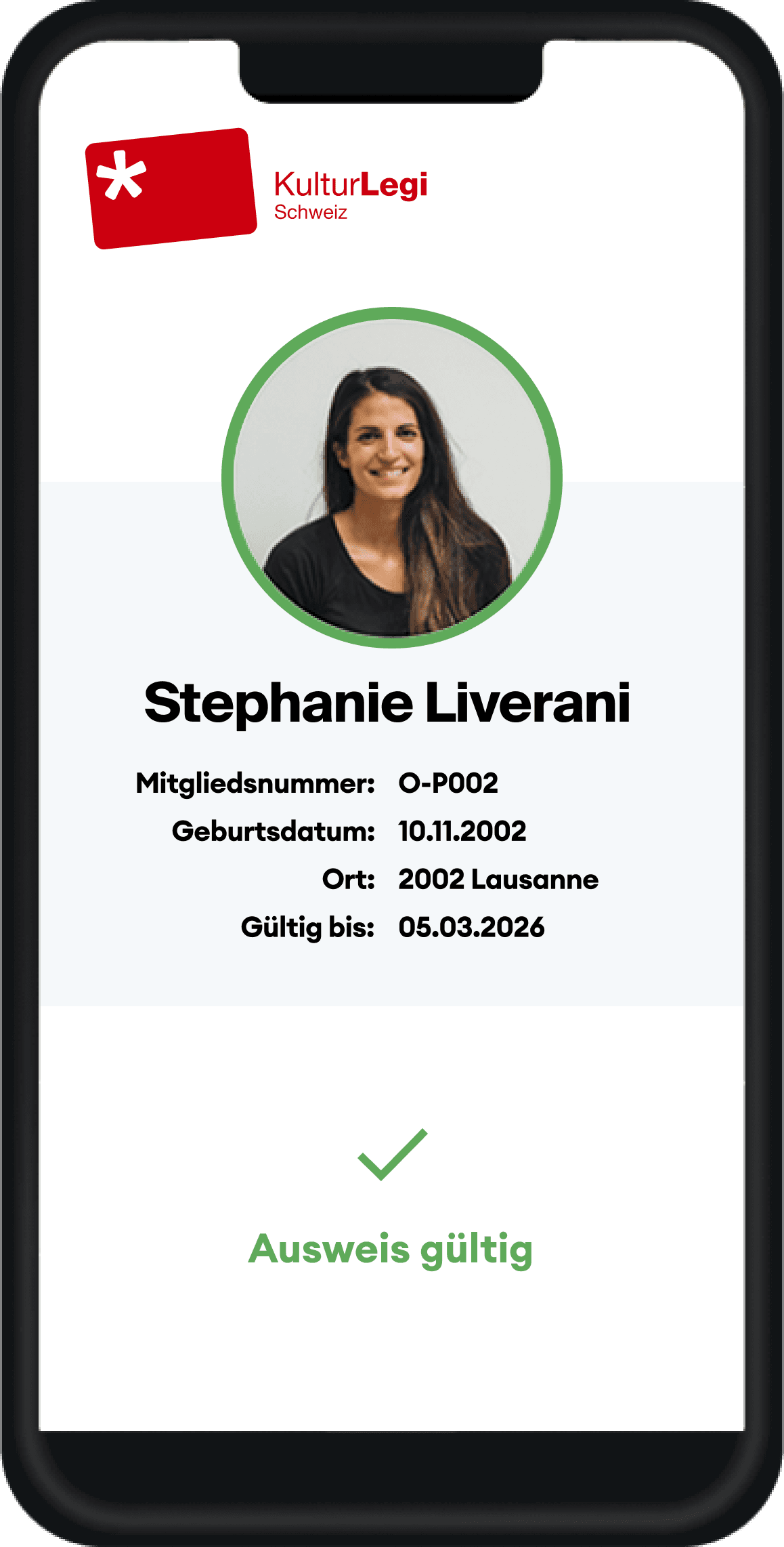 Erfolgreiche Verifizierung des Ausweises via QR-Code
